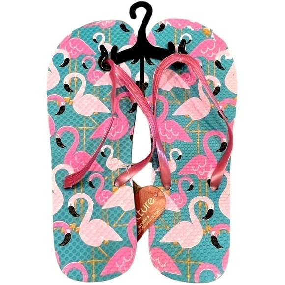 Flamingo Summer Flip Flops, Size L 9/10 - Picture 1 of 4
